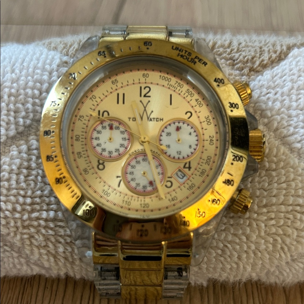 ToyWatch Heavy Metal Gold Clear Plasteramic Chronograph Watch